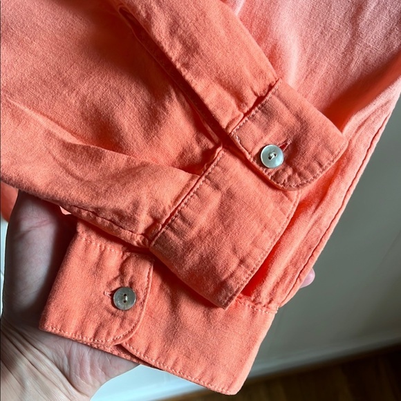 J.Jill Pink and Orange Ombre Button-Up Coastal Beach Lagen Look Shirt Sz Med - Picture 3 of 16